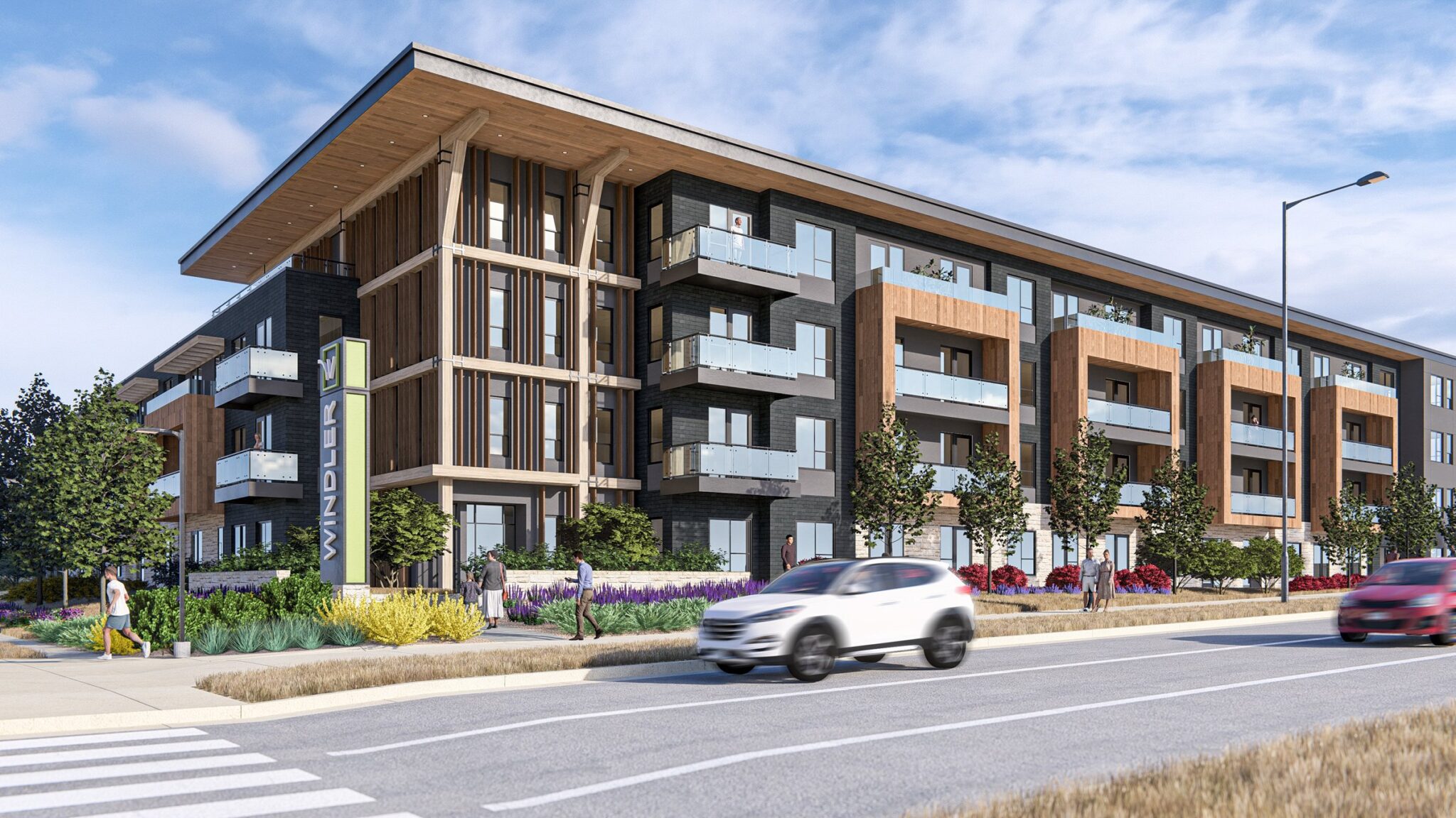 Rendering of Revolve at Windler, a four-story apartment community in Aurora, Colorado